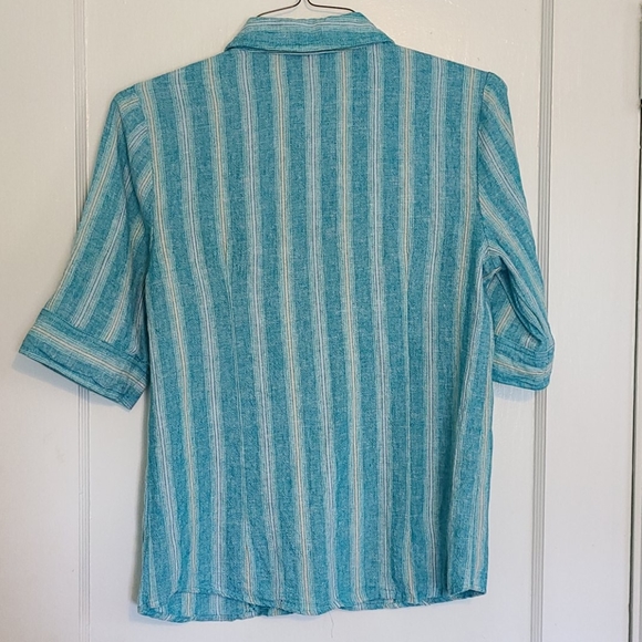 Women's Linen Blend 3/4 Sleeve Button-Up Top - Picture 2 of 5
